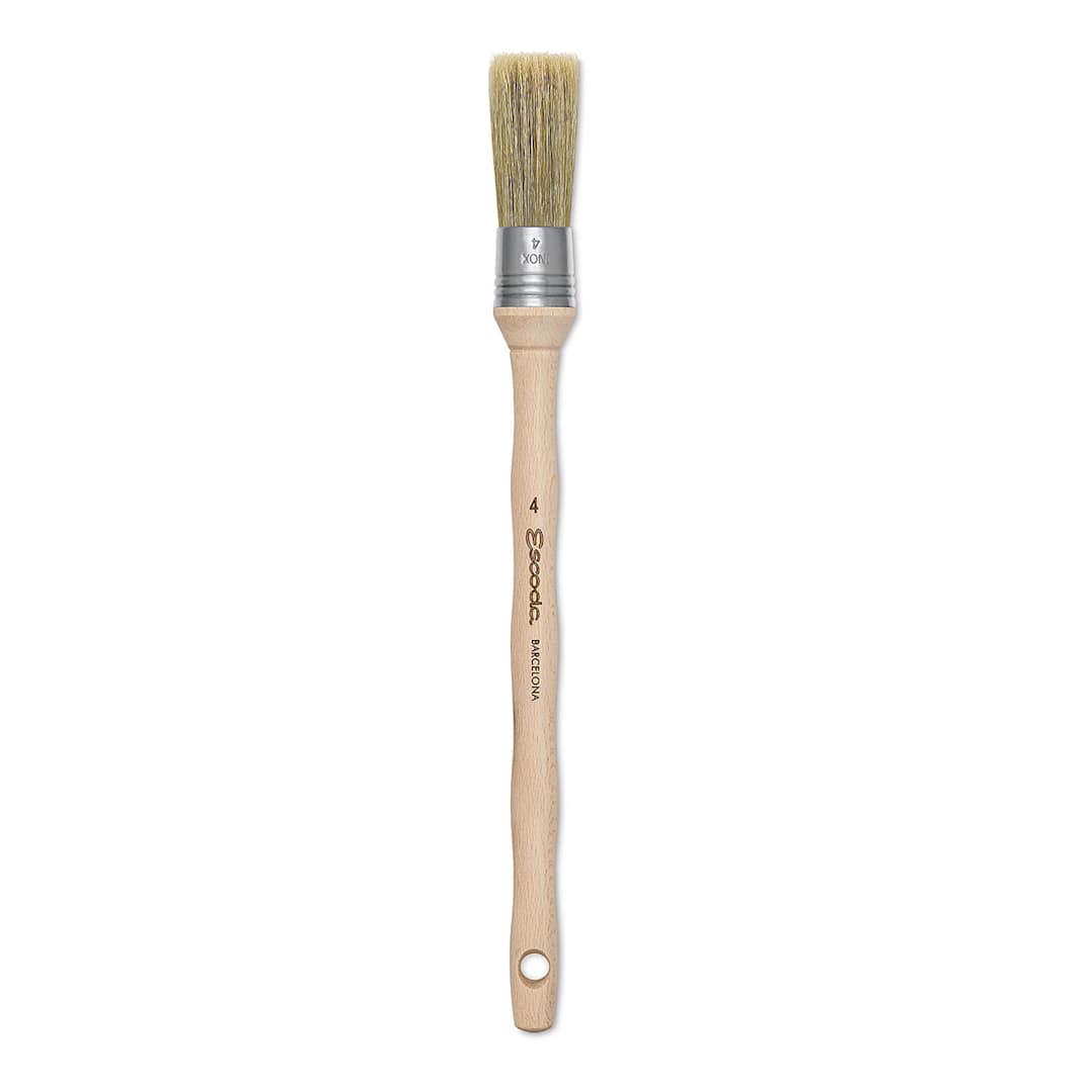 Open in modal - Escoda Natural Bristle Brushes - Round Square, Size 4, Long Handle