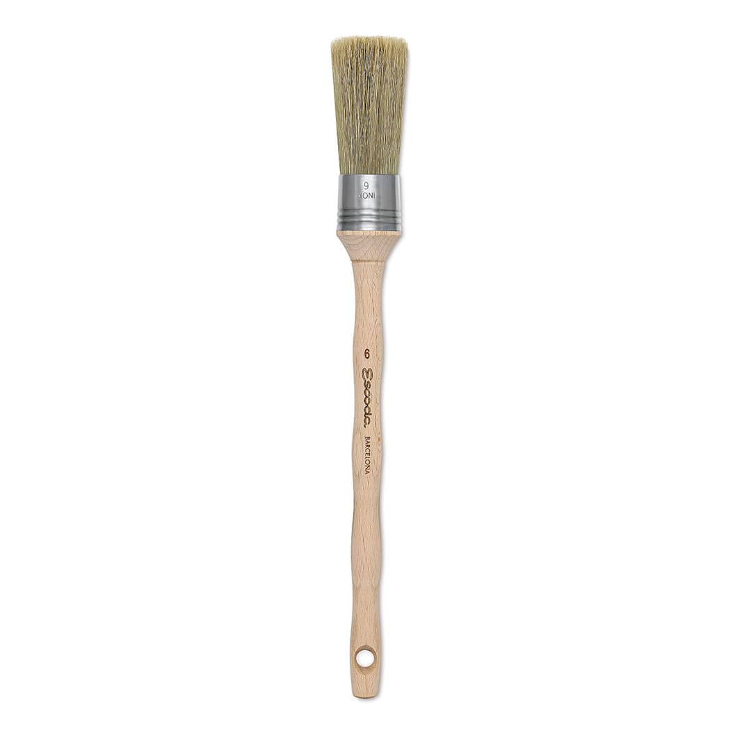 Open in modal - Escoda Natural Bristle Brushes - Round Square, Size 6, Long Handle