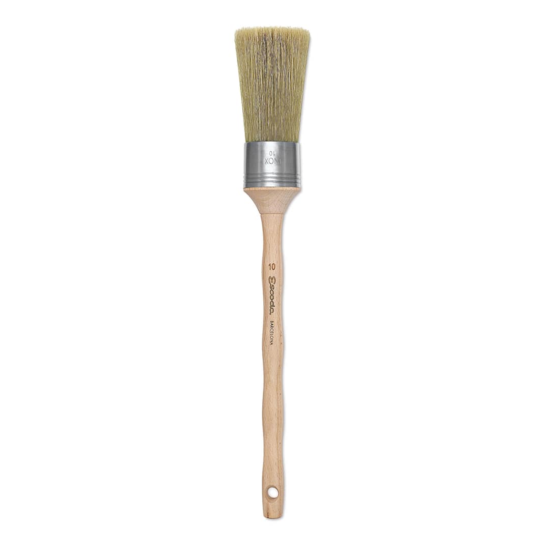Open in modal - Escoda Natural Bristle Brushes - Round Square, Size 10, Long Handle