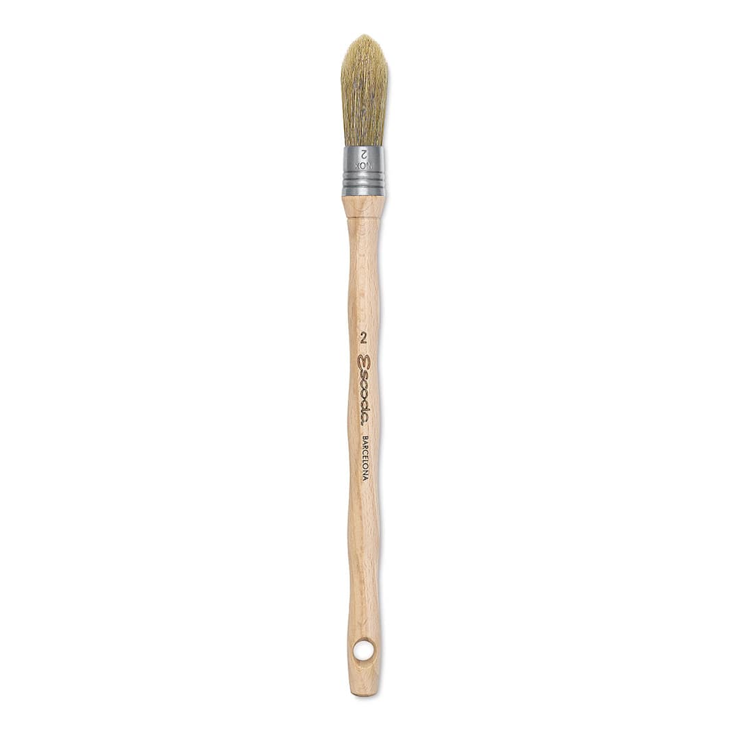 Open in modal - Escoda Natural Bristle Brushes - Round Oval, Size 2, Long Handle
