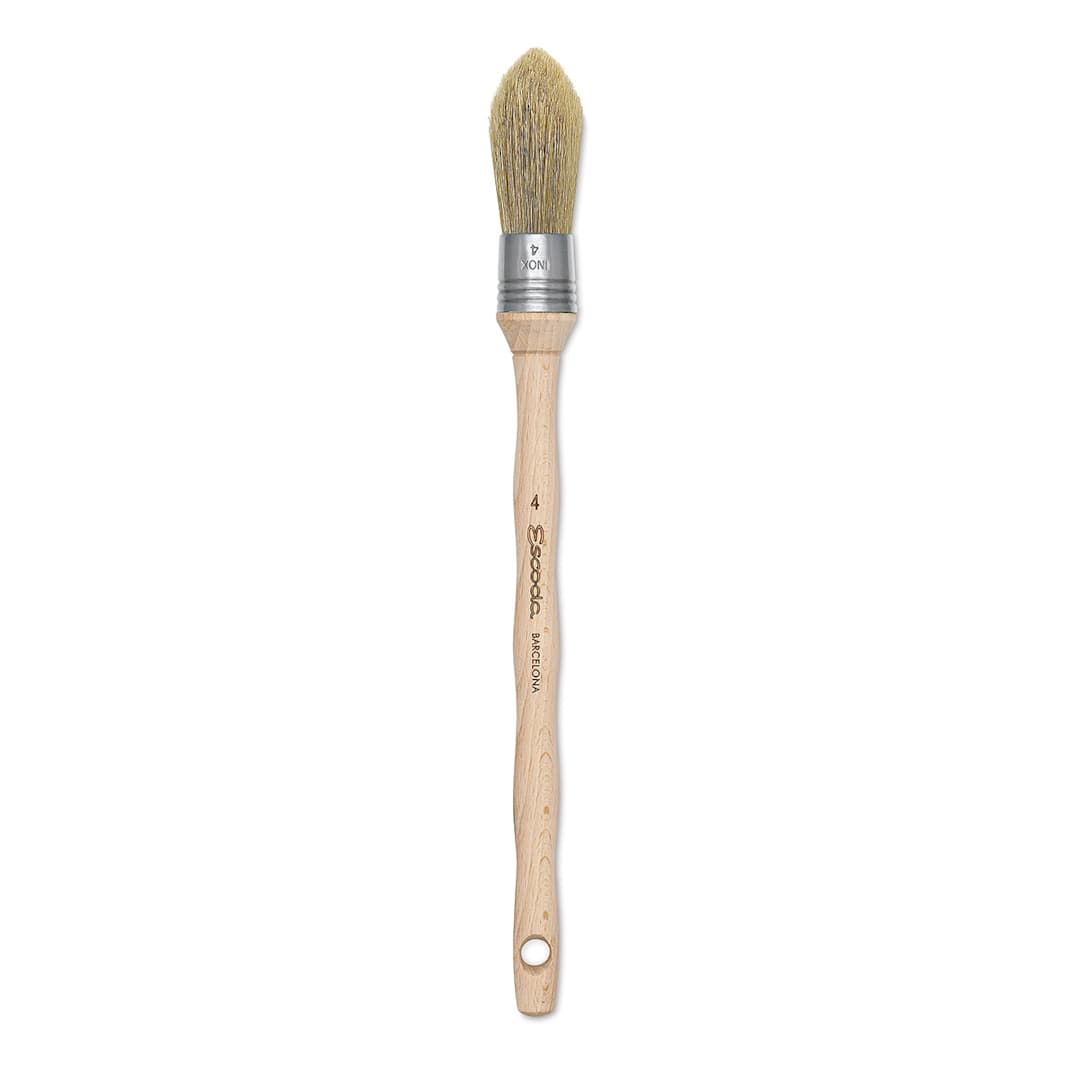Open in modal - Escoda Natural Bristle Brushes - Round Oval, Size 4, Long Handle