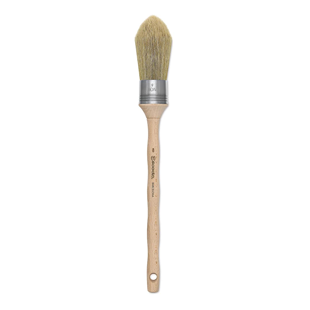 Open in modal - Escoda Natural Bristle Brushes - Round Oval, Size 8, Long Handle
