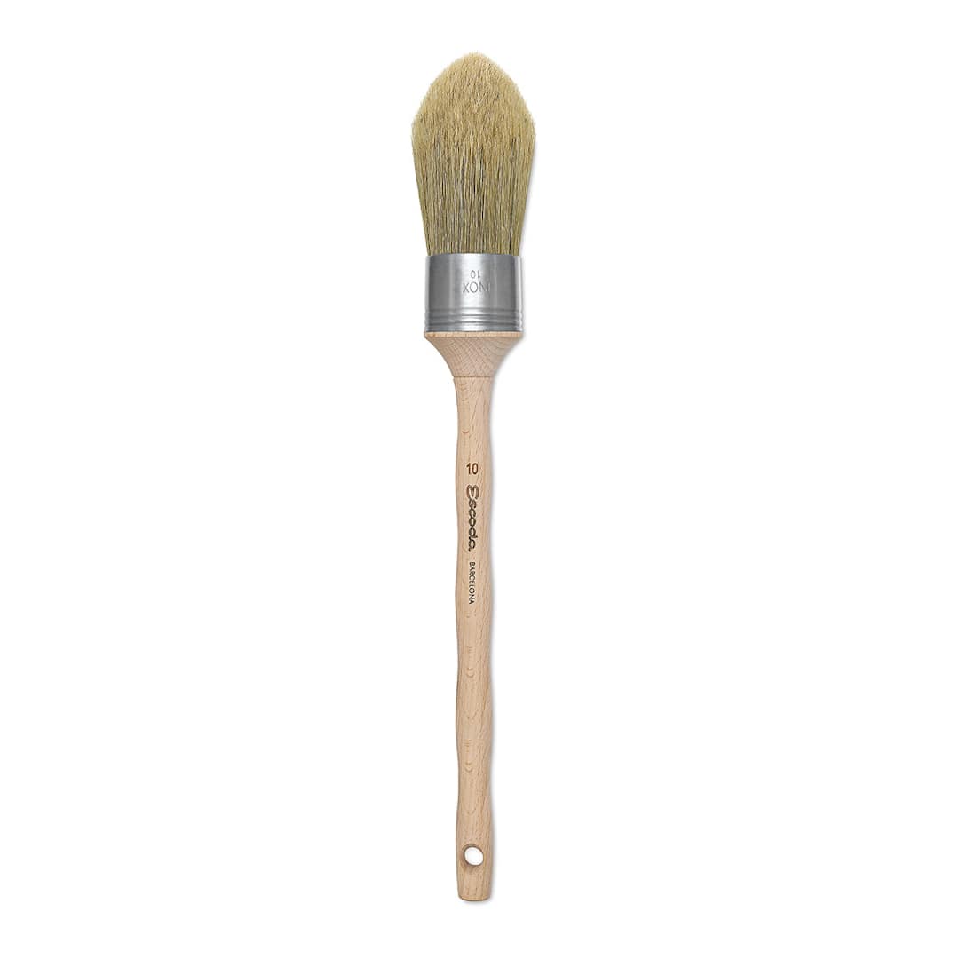Open in modal - Escoda Natural Bristle Brushes - Round Oval, Size 10, Long Handle