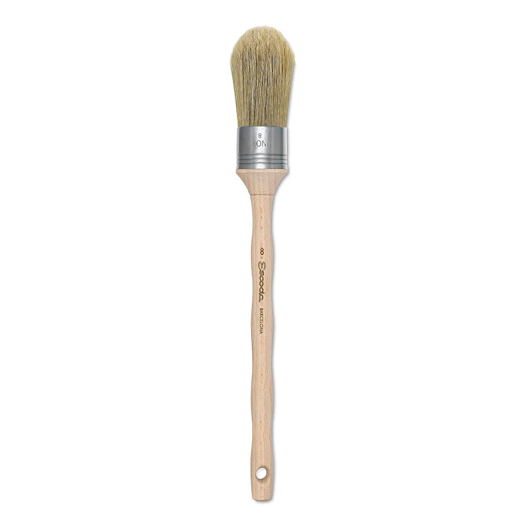 Open in modal - scoda Natural Bristle Brushes - Round Domed, Size 8, Long Handle