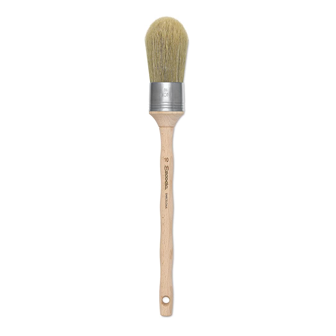 Open in modal - Escoda Natural Bristle Brushes - Round Domed, Size 10, Long Handle