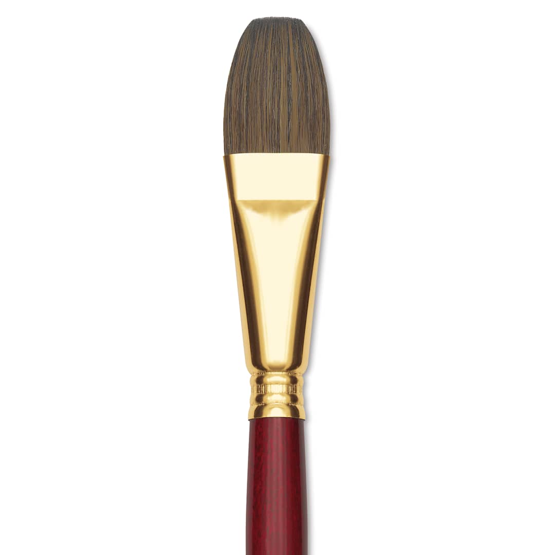 Open in modal - Blick Master Synthetic Kolinsky Brush - Short Handle, Flat Wash, Size 3/4", close-up