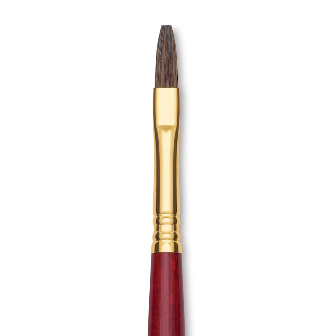 Open in modal - Blick Master Synthetic Kolinsky Brush - Long Handle, Flat, Size 6, close-up