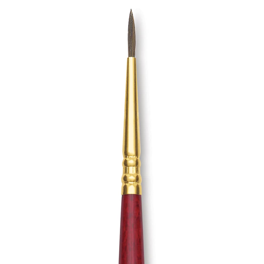 Open in modal - Blick Master Synthetic Kolinsky Brush - Long Handle, Round, Size 1, close-up