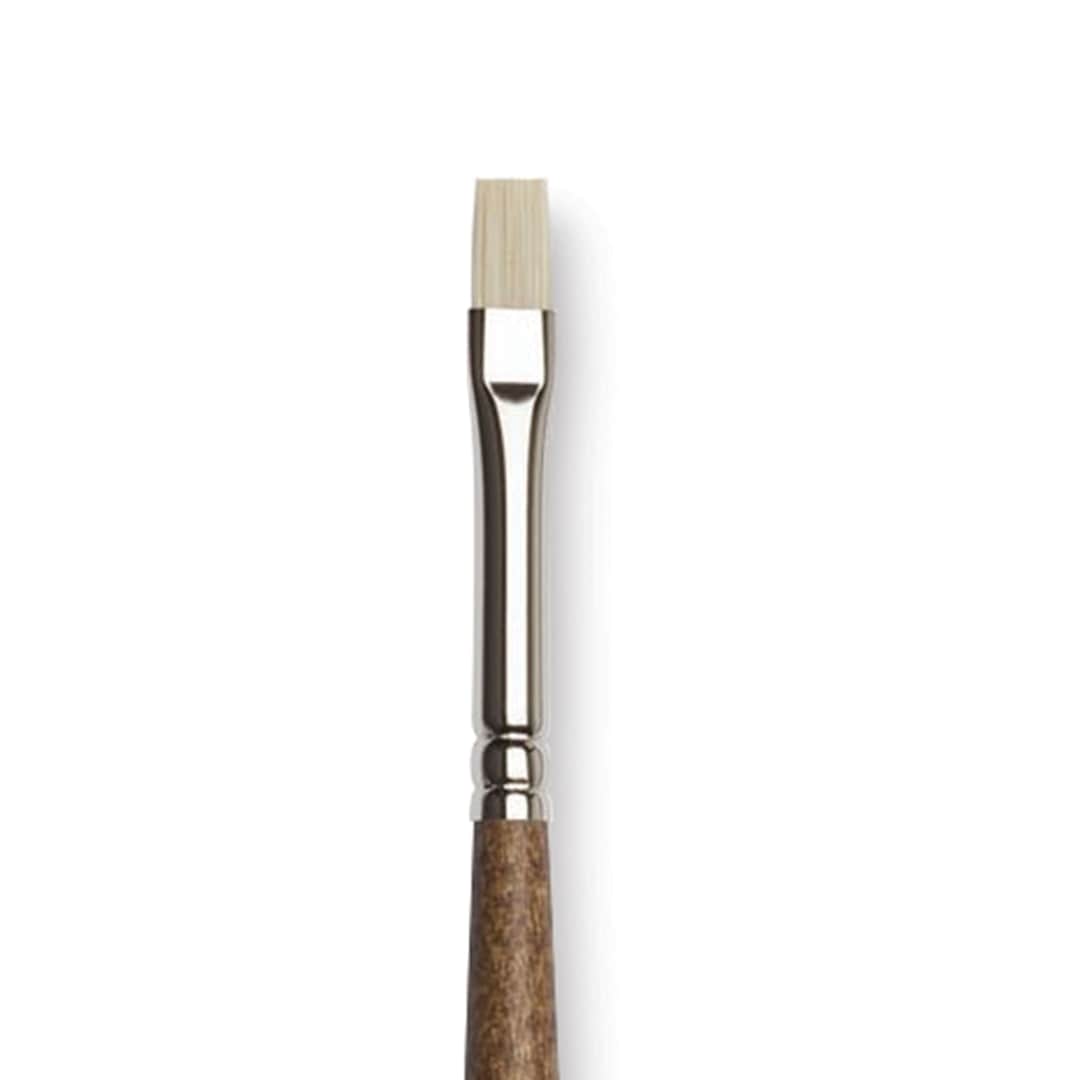 Open in modal - Winsor & Newton Artists' Oil Synthetic Hog Brush - Bright, Size 1, Long Handle (close-up)