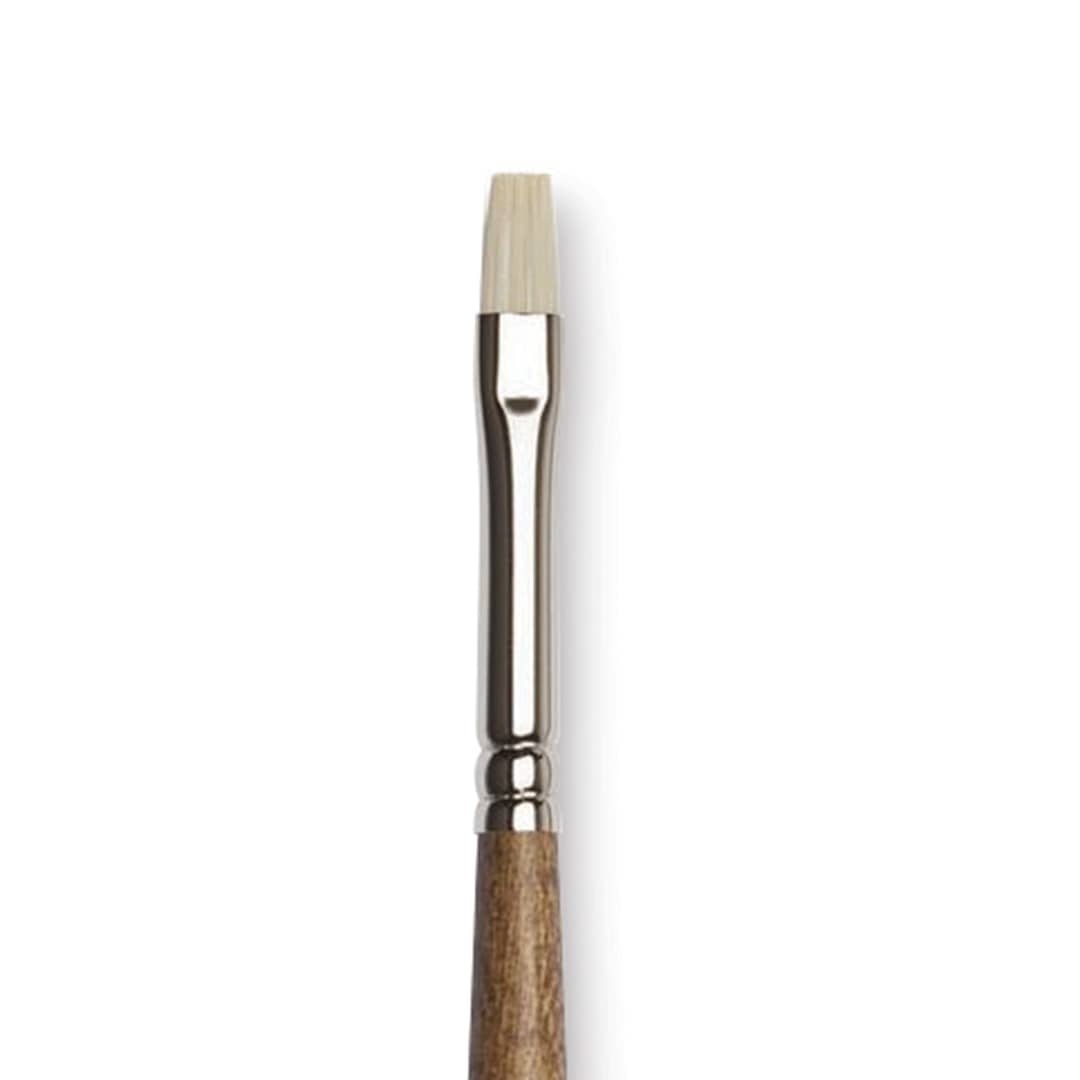 Open in modal - Winsor & Newton Artists' Oil Synthetic Hog Brush - Bright, Size 2, Long Handle (close-up)