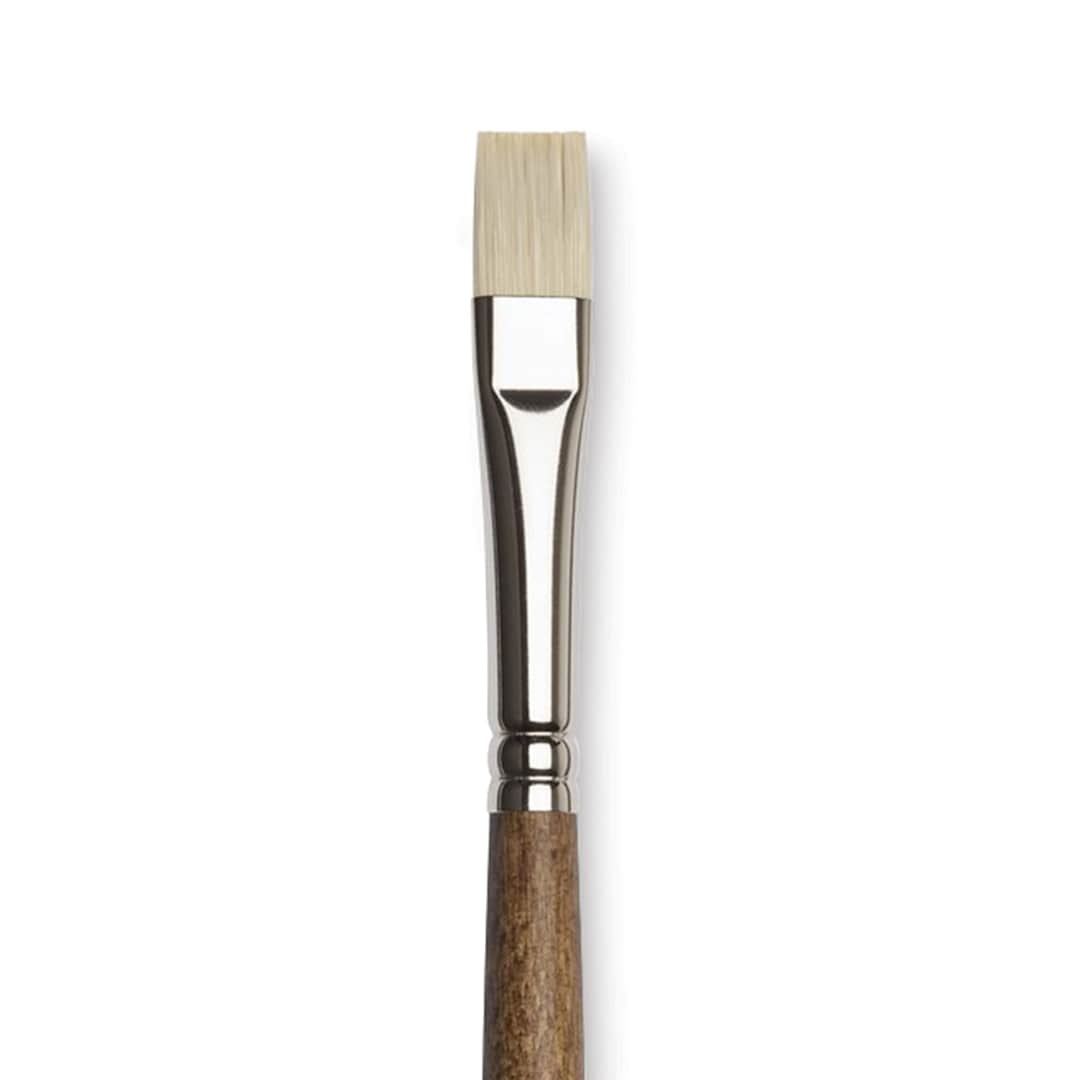 Open in modal - Winsor & Newton Artists' Oil Synthetic Hog Brush - Bright, Size 6, Long Handle (close-up)