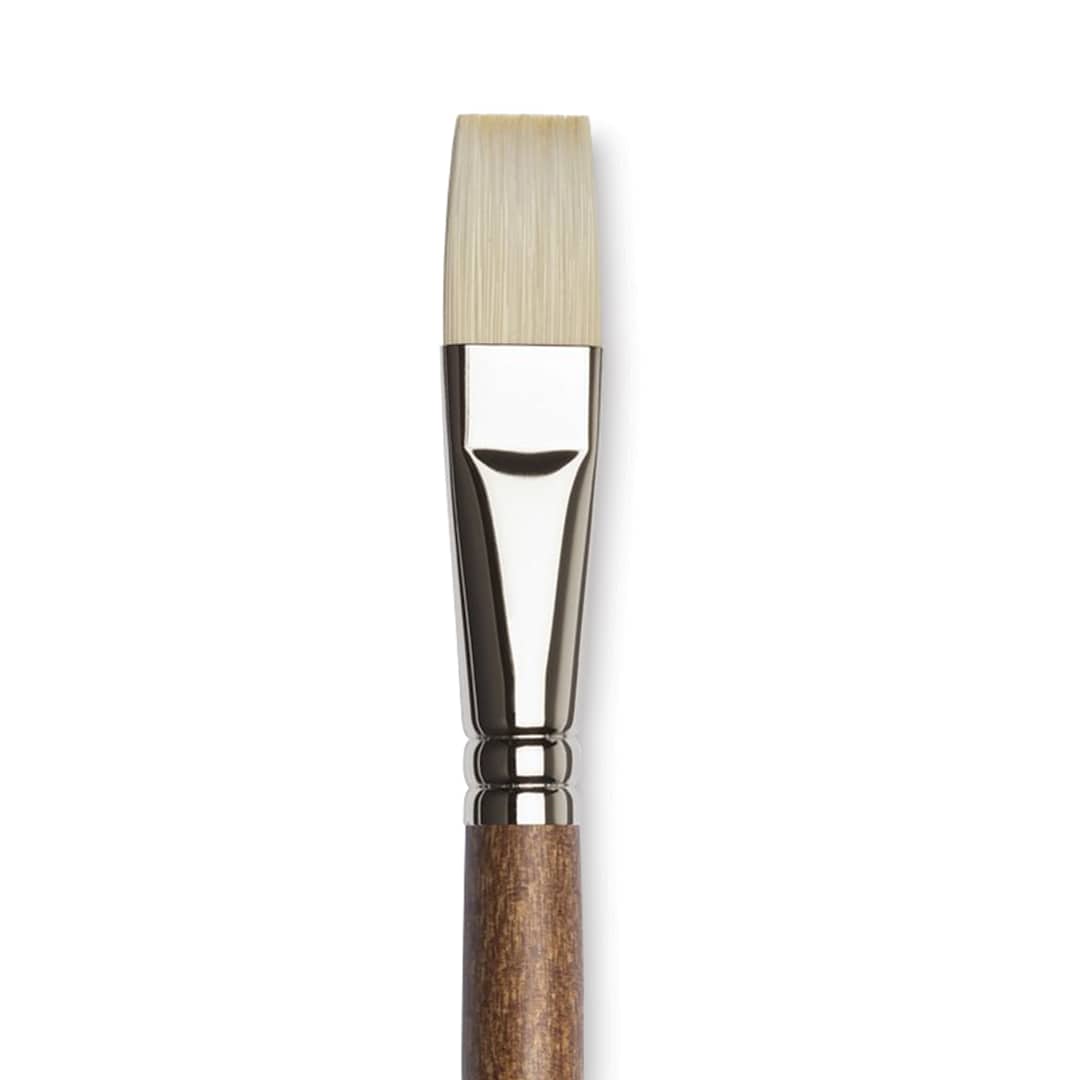 Open in modal - Winsor & Newton Artists' Oil Synthetic Hog Brush - Flat, Size 10, Long Handle (close-up)