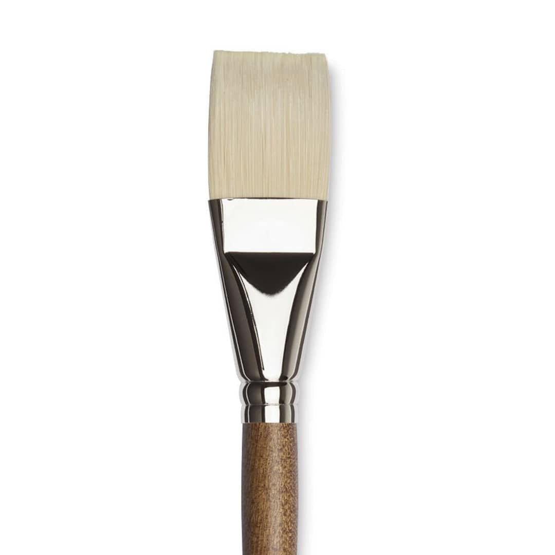 Open in modal - Winsor & Newton Artists' Oil Synthetic Hog Brush - Flat, Size 16, Long Handle (close-up)