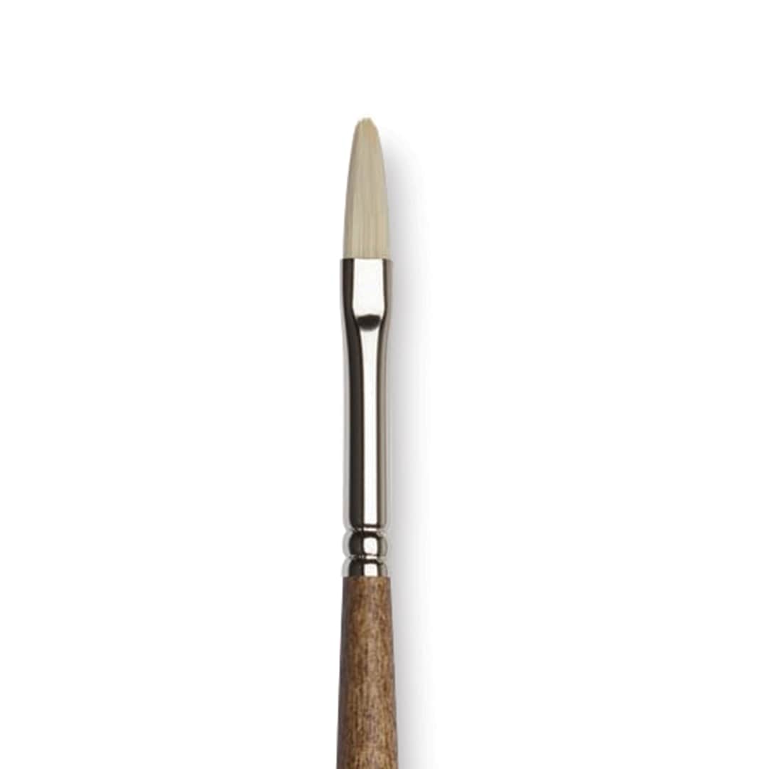 Open in modal - Winsor & Newton Artists' Oil Synthetic Hog Brush - Filbert, Size 1, Long Handle (close-up)