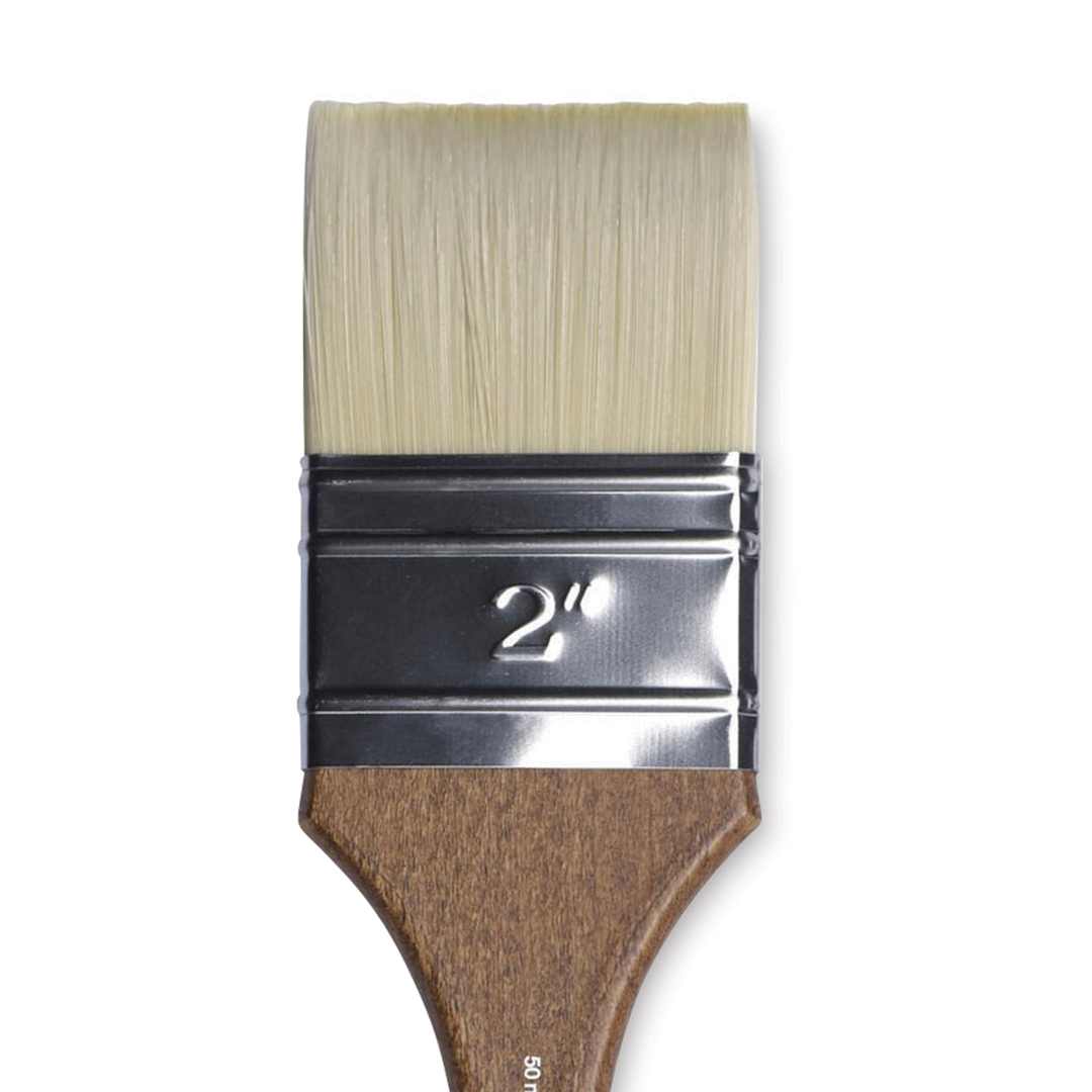 Open in modal - Winsor & Newton Artists' Oil Synthetic Hog Brush - Glaze, Size 2", Long Handle (close-up)