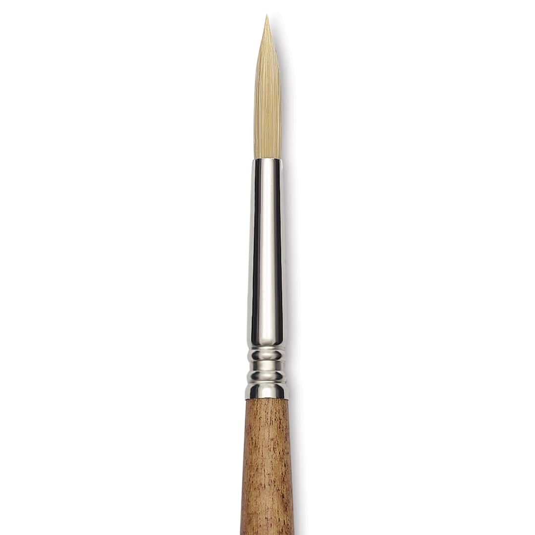 Open in modal - Escoda Futura Synthetic Bristle Brush - Series 5400, Round, Size 8, Long Handle, close-up