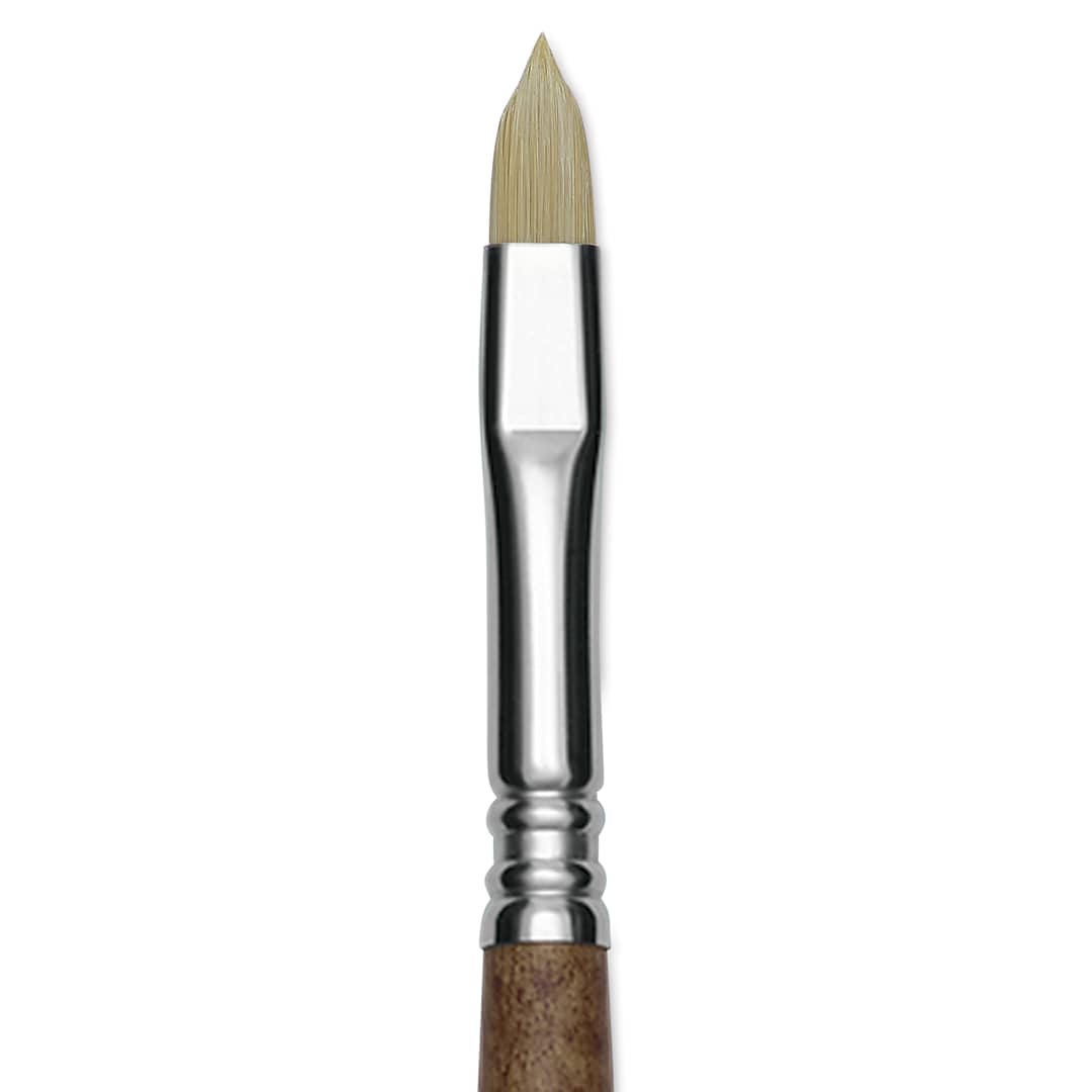Open in modal - Escoda Futura Synthetic Bristle Brush - Series 5410, Short Filbert, Size 8, Long Handle, close-up