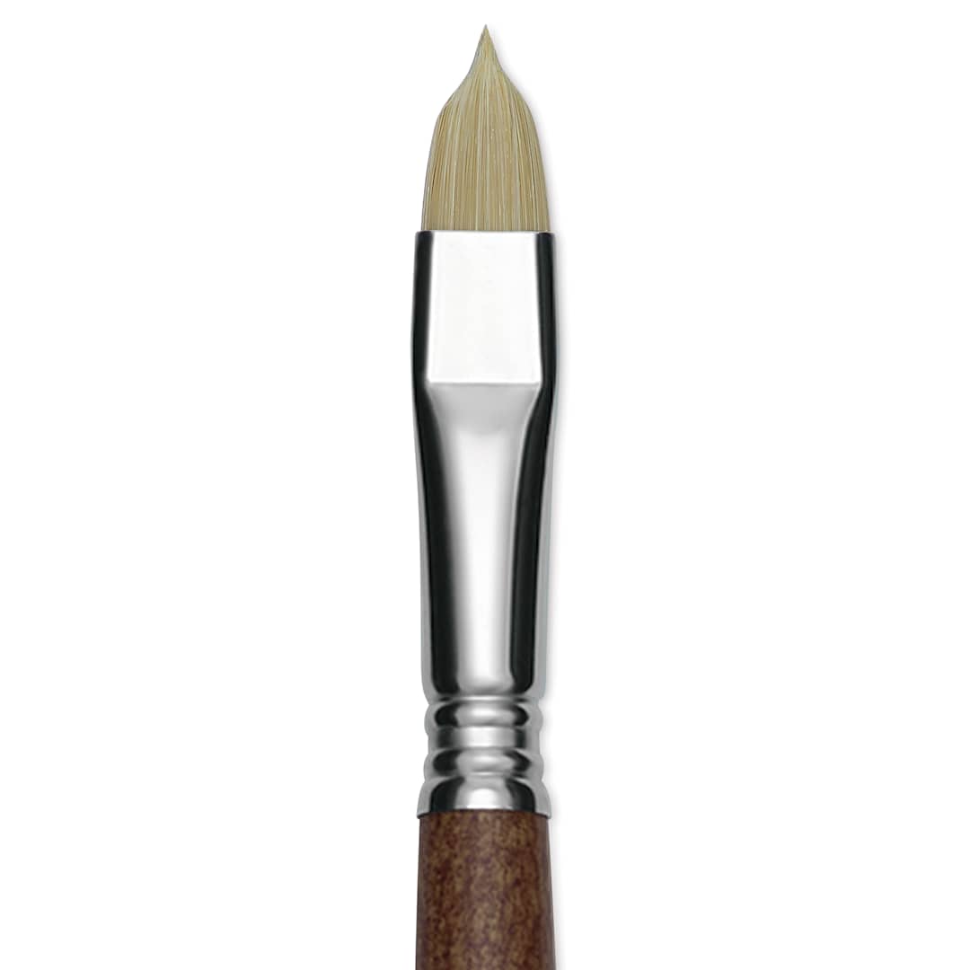 Open in modal - Escoda Futura Synthetic Bristle Brush - Series 5410, Short Filbert, Size 12, Long Handle, close-up