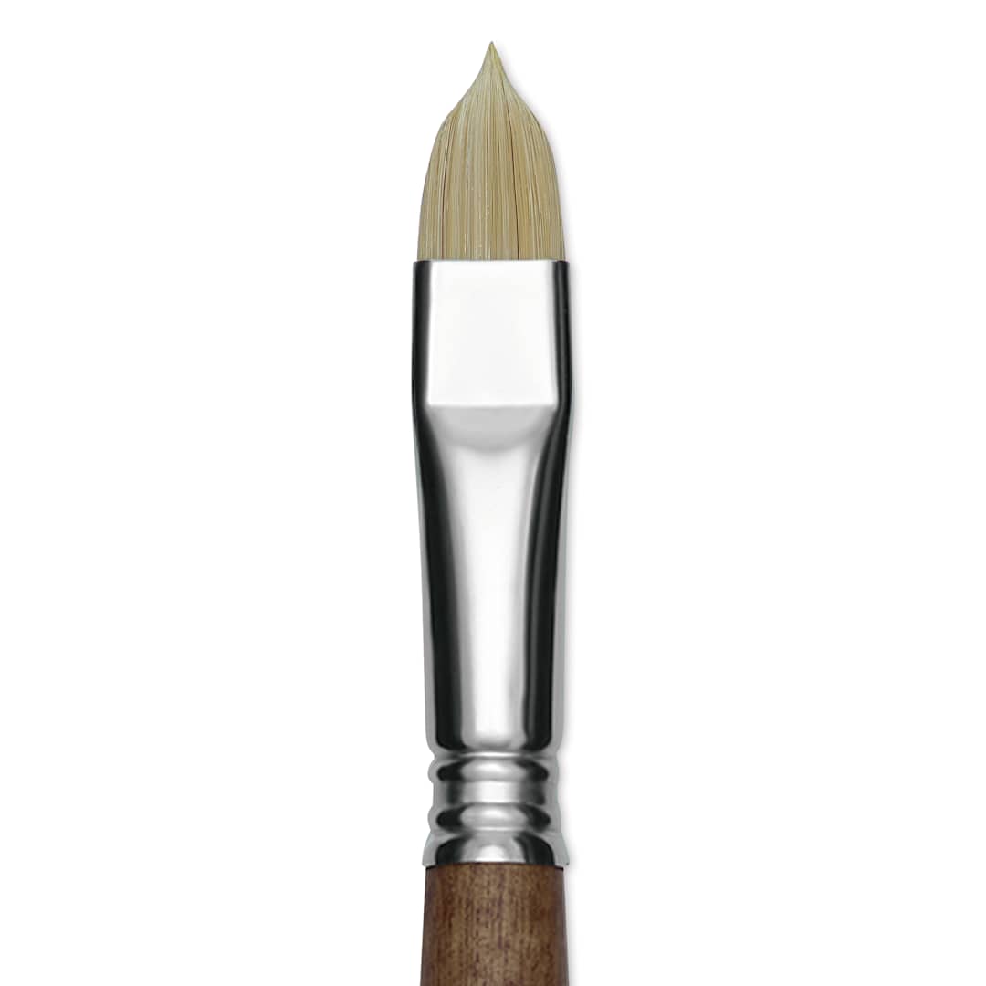 Open in modal - Escoda Futura Synthetic Bristle Brush - Series 5410, Short Filbert, Size 14, Long Handle, close-up