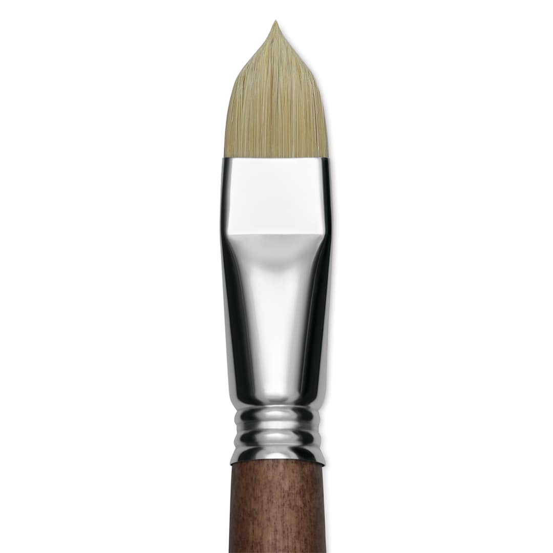 Open in modal - Escoda Futura Synthetic Bristle Brush - Series 5410, Short Filbert, Size 18, Long Handle, close-up