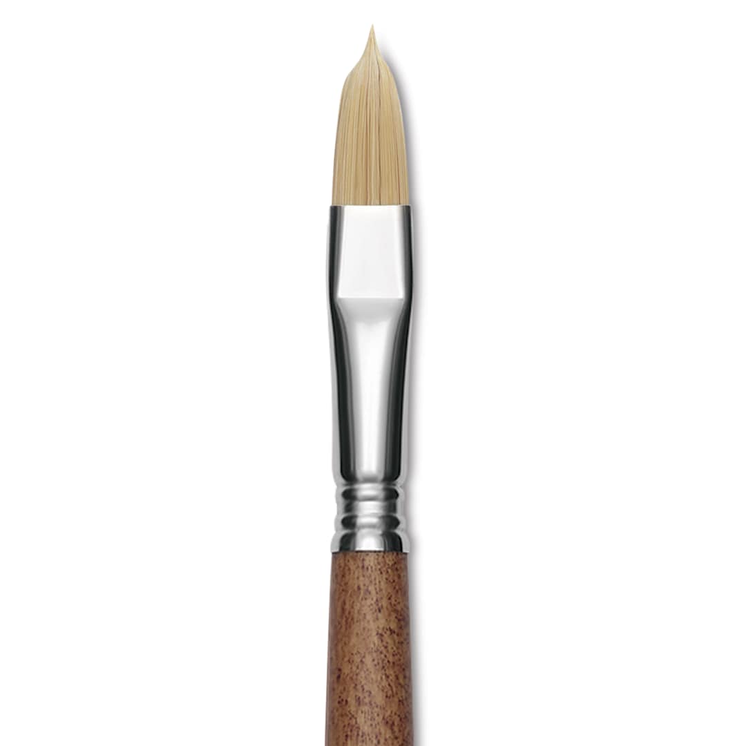 Open in modal - Escoda Futura Synthetic Bristle Brush - Series 5414, Filbert, Size 12, Long Handle, close-up