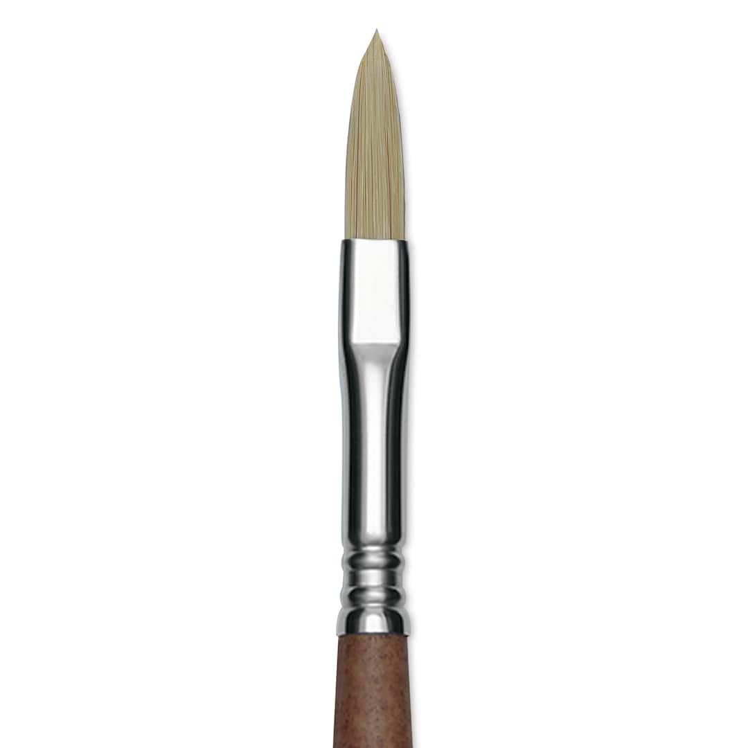 Open in modal - Escoda Futura Synthetic Bristle Brush - Series 5418, Long Filbert, Size 8, Long Handle, close-up