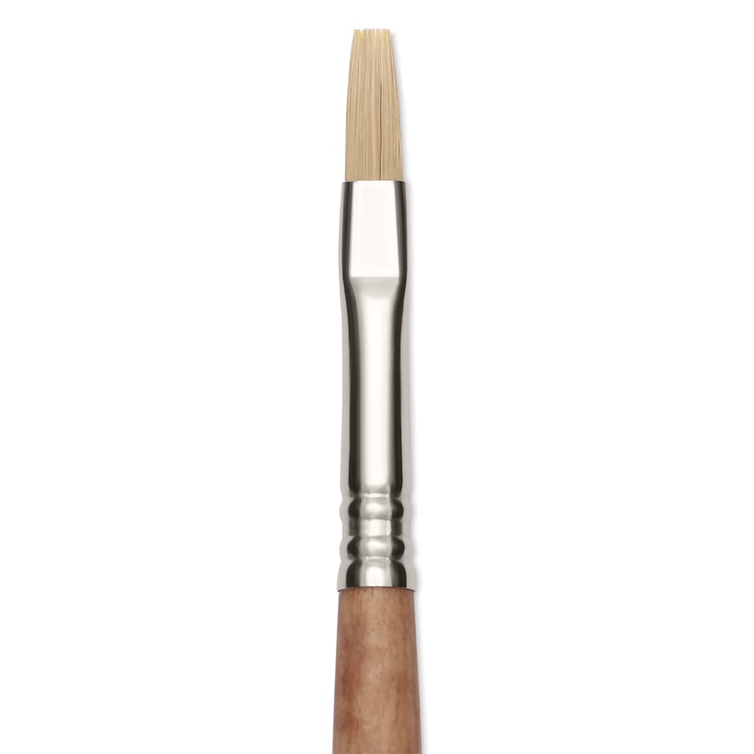 Open in modal - Escoda Futura Synthetic Bristle Brush - Series 5424, Flat, Size 6, Long Handle, close-up