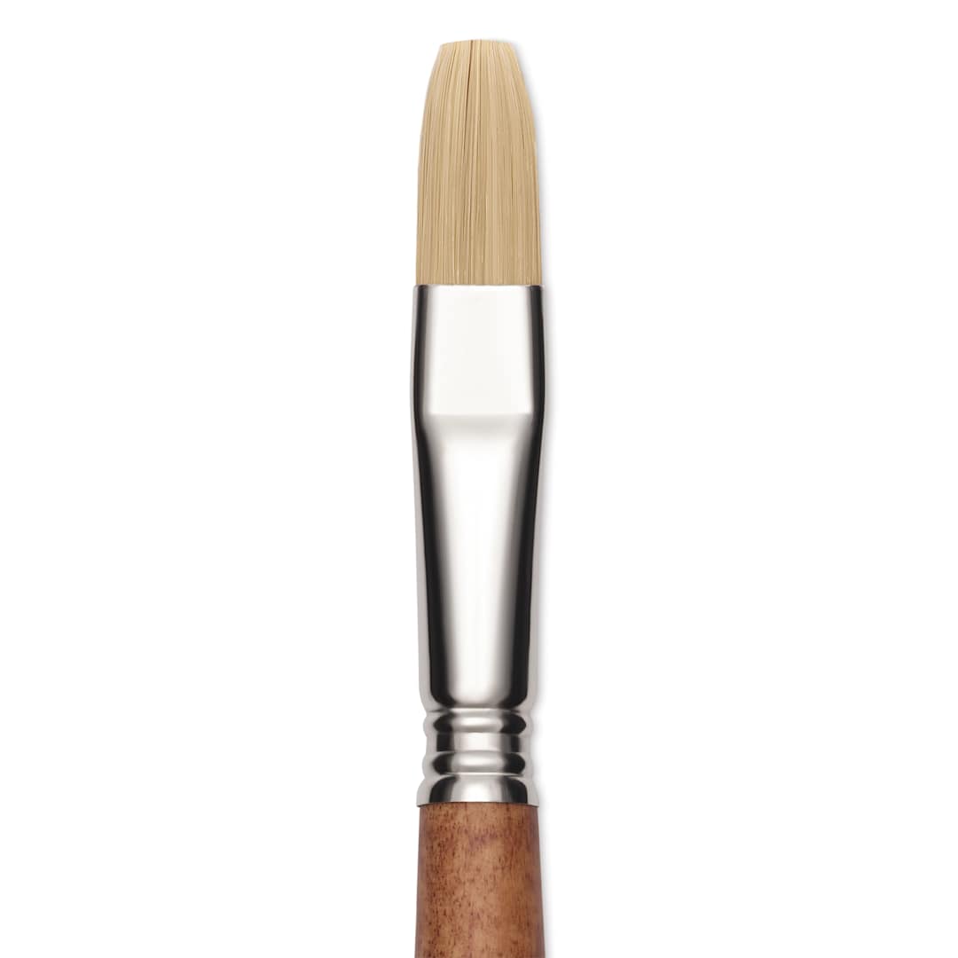 Open in modal - Escoda Futura Synthetic Bristle Brush - Series 5424, Flat, Size 14, Long Handle, close-up