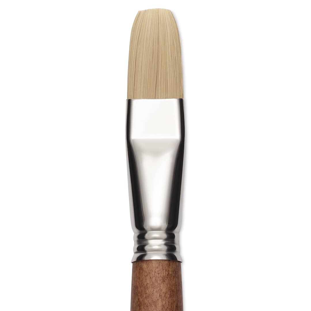 Open in modal - Escoda Futura Synthetic Bristle Brush - Series 5424, Flat, Size 18, Long Handle, close-up