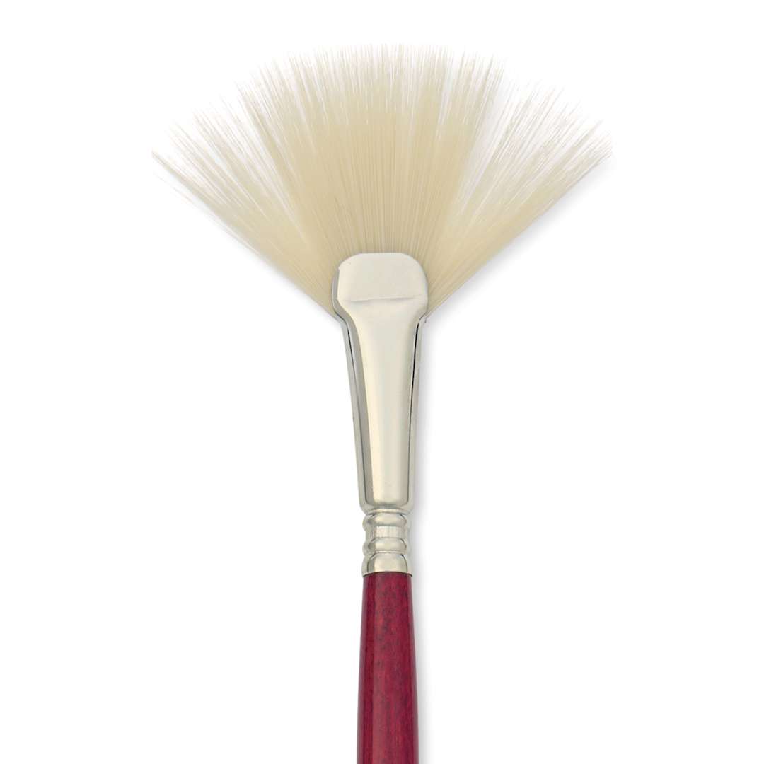 Open in modal - Escoda Marfil Synthetic Bristle Brushes - Series 4433 Fan, Size 6, Long Handle, close-up