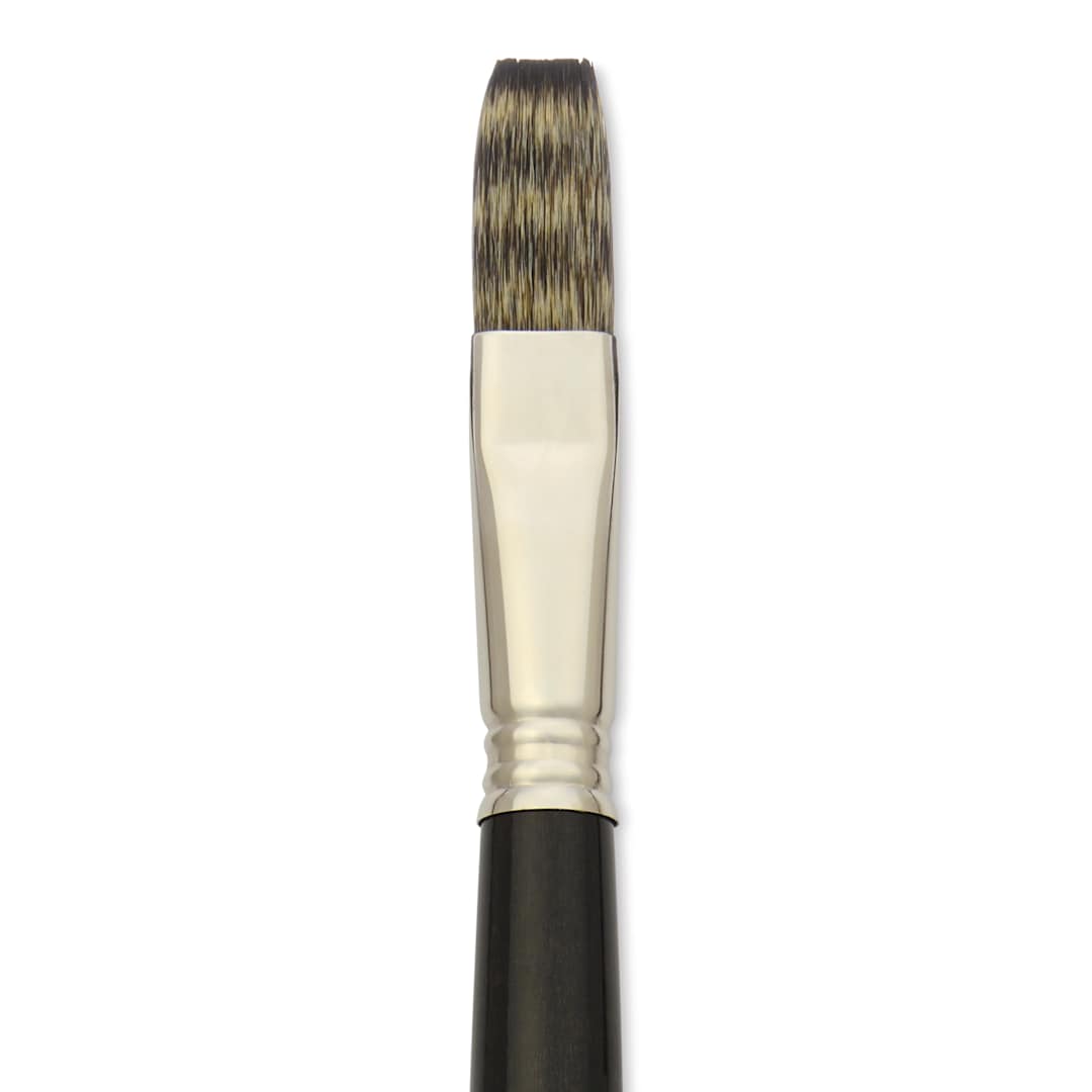 Open in modal - Escoda Vintage Synthetic Brush - Flat, Long  Handle, Size 16, close-up
