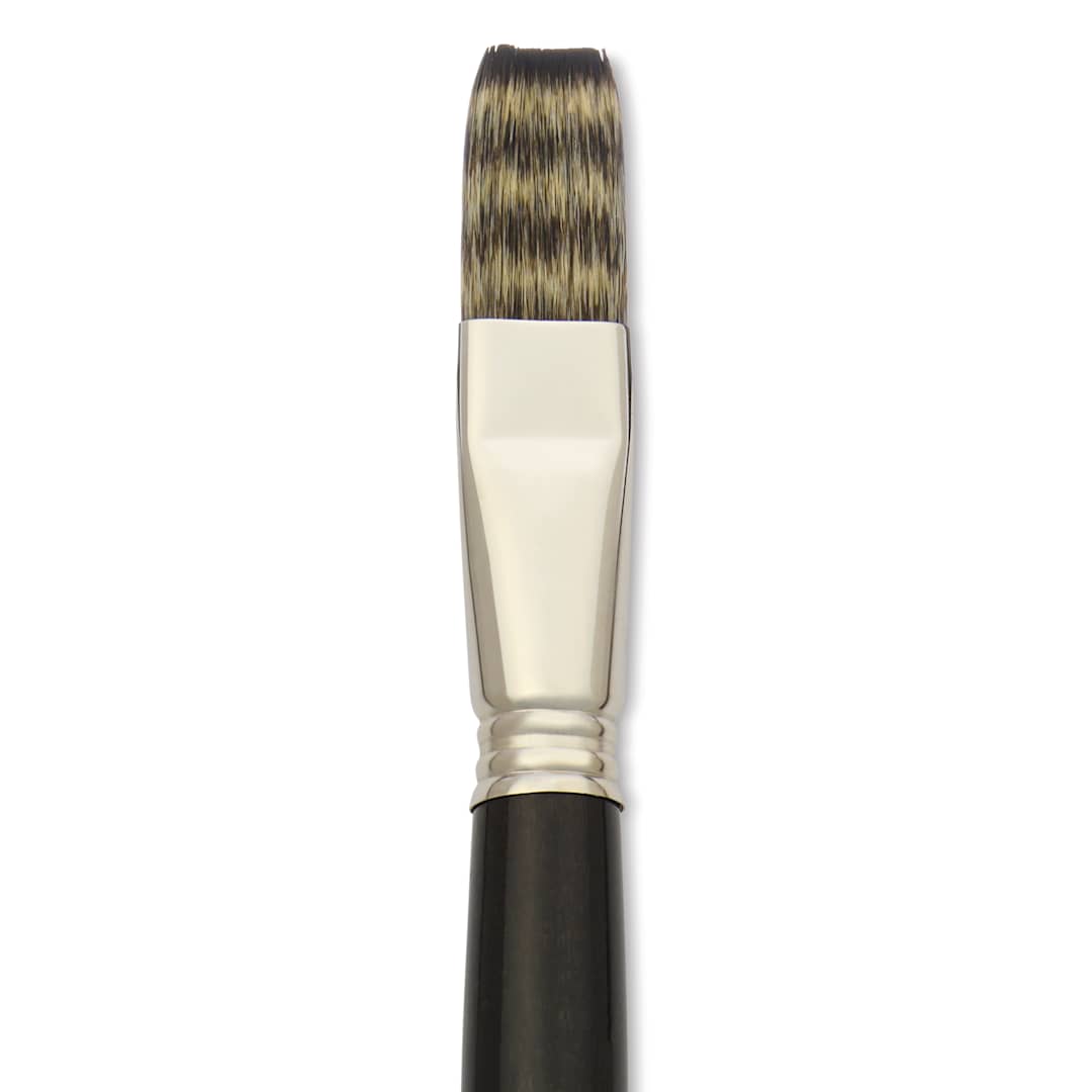 Open in modal - Escoda Vintage Synthetic Brush - Flat, Long  Handle, Size 18, close-up