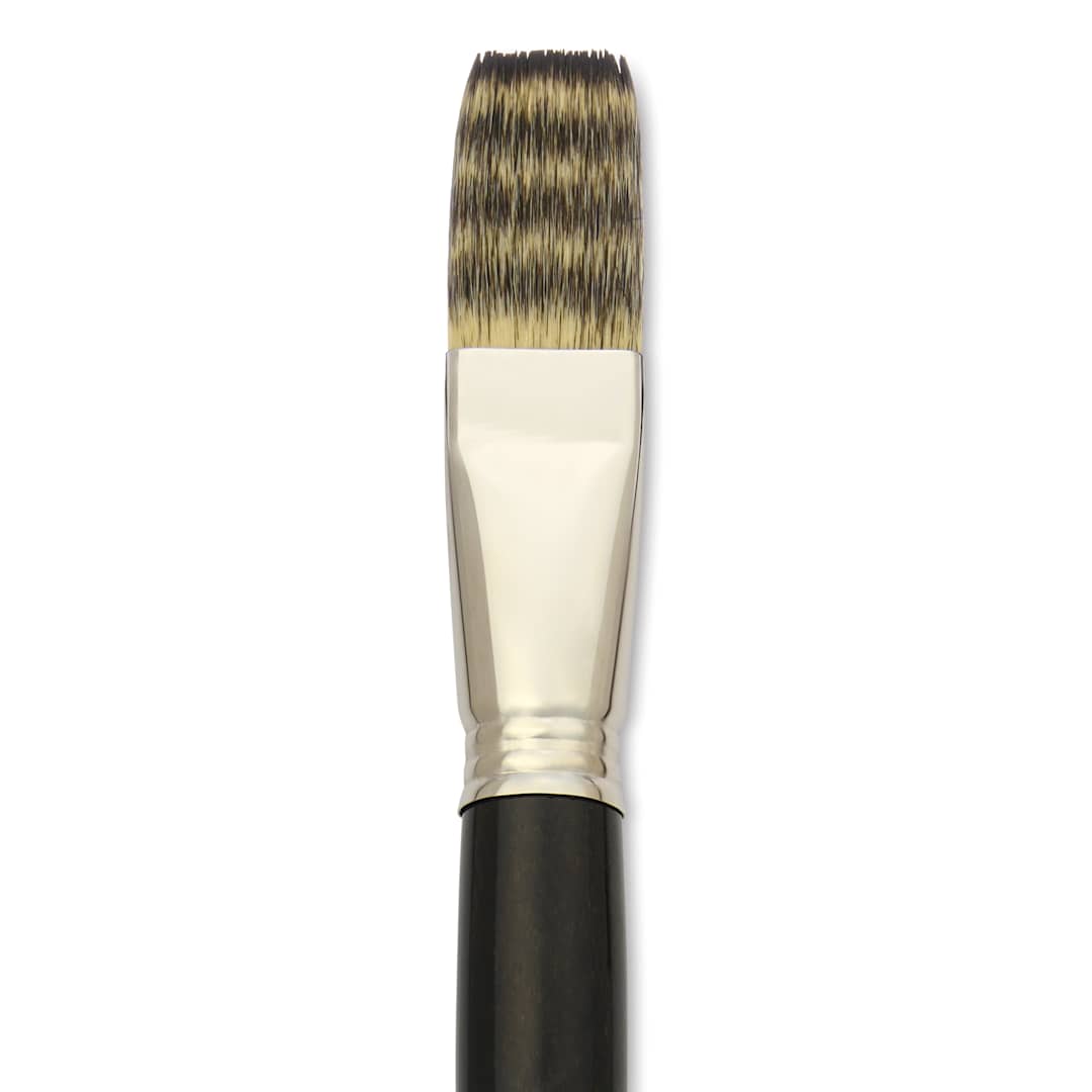 Open in modal - Escoda Vintage Synthetic Brush - Flat, Long  Handle, Size 22, close-up