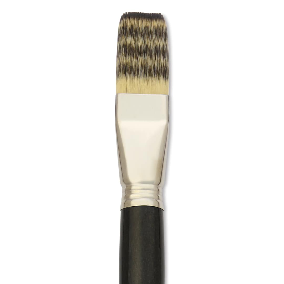 Open in modal - Escoda Vintage Synthetic Brush - Flat, Long  Handle, Size 24, close-up