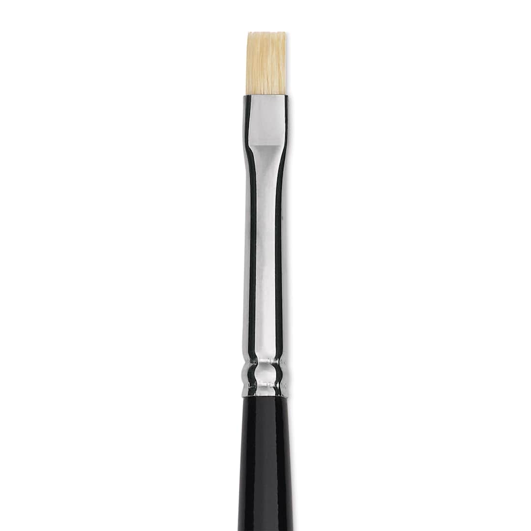 Open in modal - Trekell Hog Bristle Brush - Bright, Long Handle, Size 0, close up