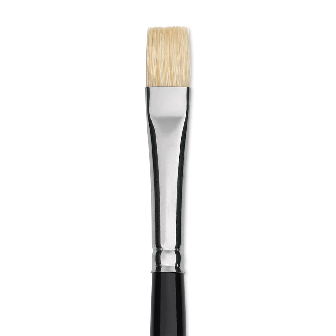 Open in modal - Trekell Hog Bristle Brush - Bright, Long Handle, Size 6, close up