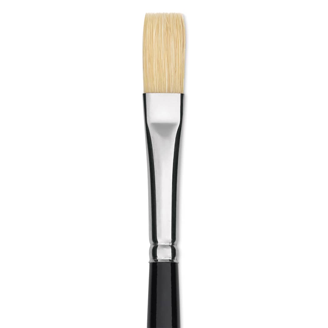 Open in modal - Trekell Hog Bristle Brush - Flat, Long Handle, Size 6, close up