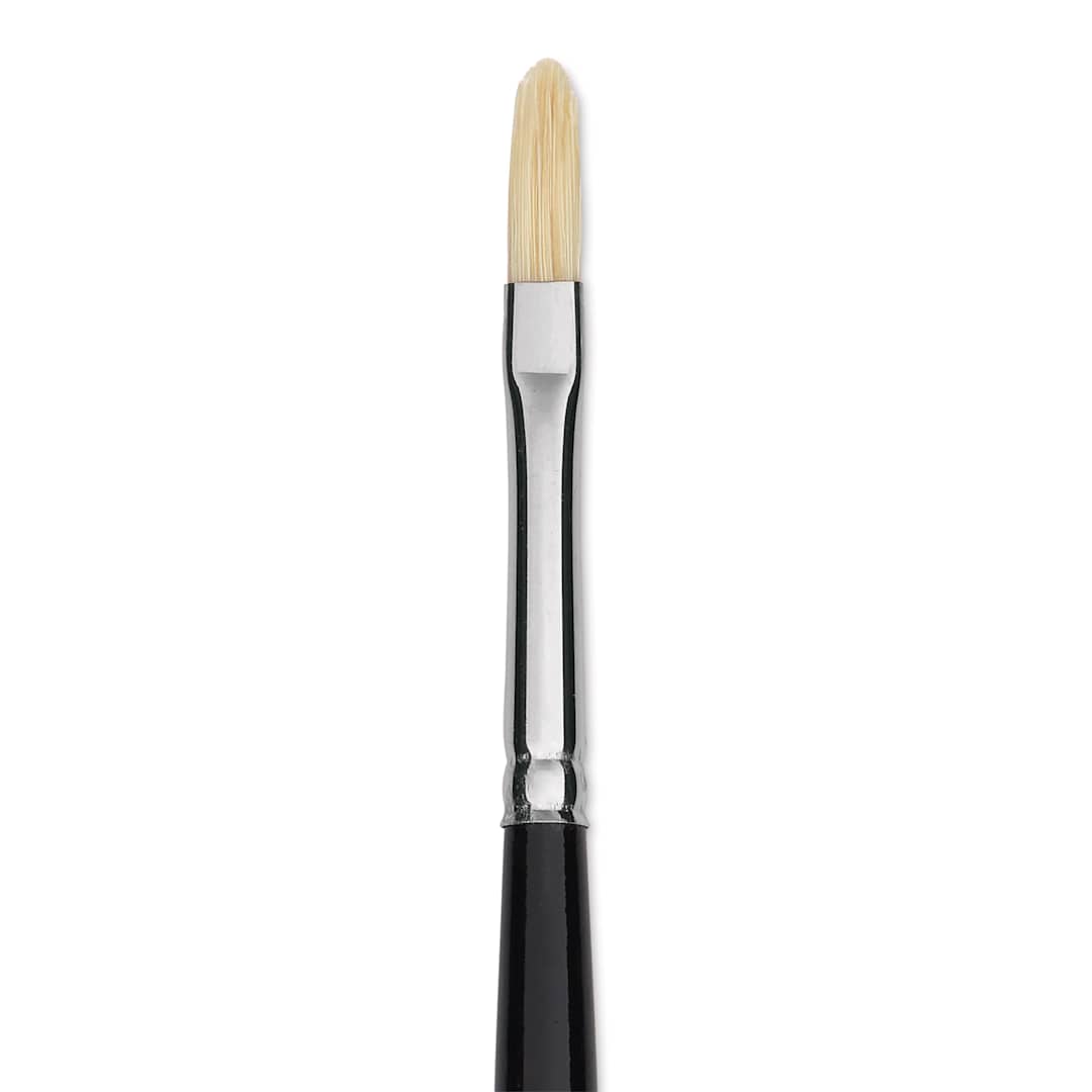 Open in modal - Trekell Hog Bristle Brush - Filbert, Long Handle, Size 0, close up