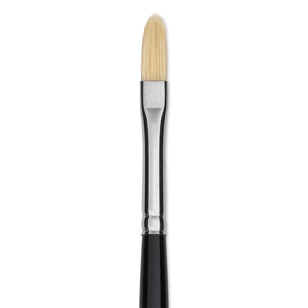 Open in modal - Trekell Hog Bristle Brush - Filbert, Long Handle, Size 2, close up