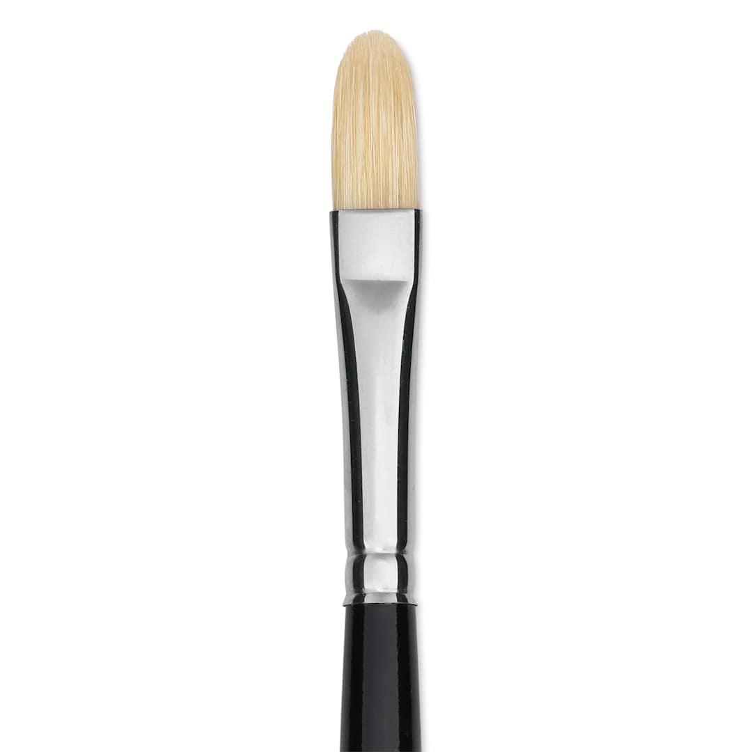 Open in modal - Trekell Hog Bristle Brush - Filbert, Long Handle, Size 4, close up