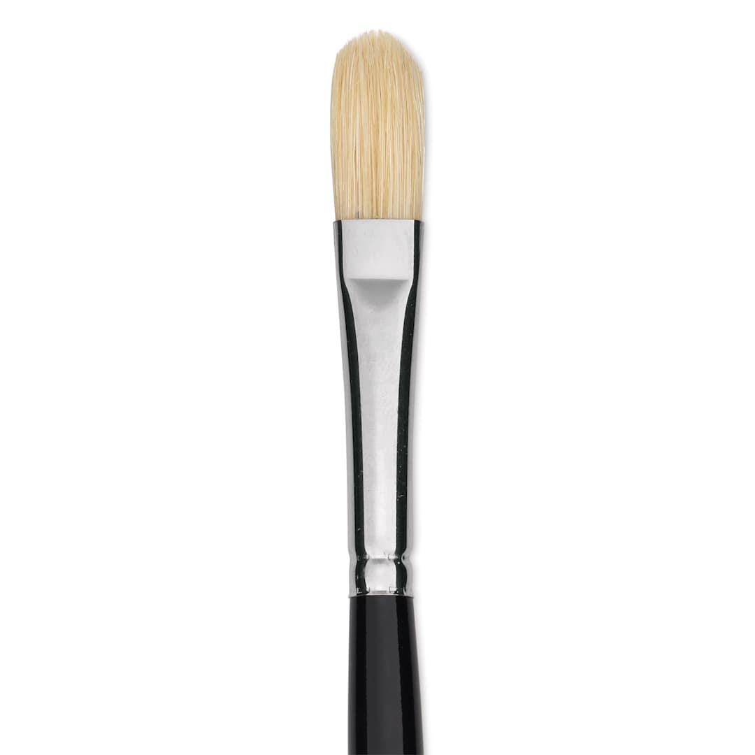 Open in modal - Trekell Hog Bristle Brush - Filbert, Long Handle, Size 6, close up