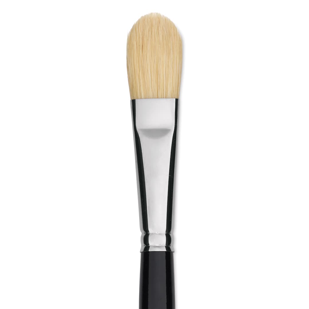 Open in modal - Trekell Hog Bristle Brush - Filbert, Long Handle, Size 10, close up