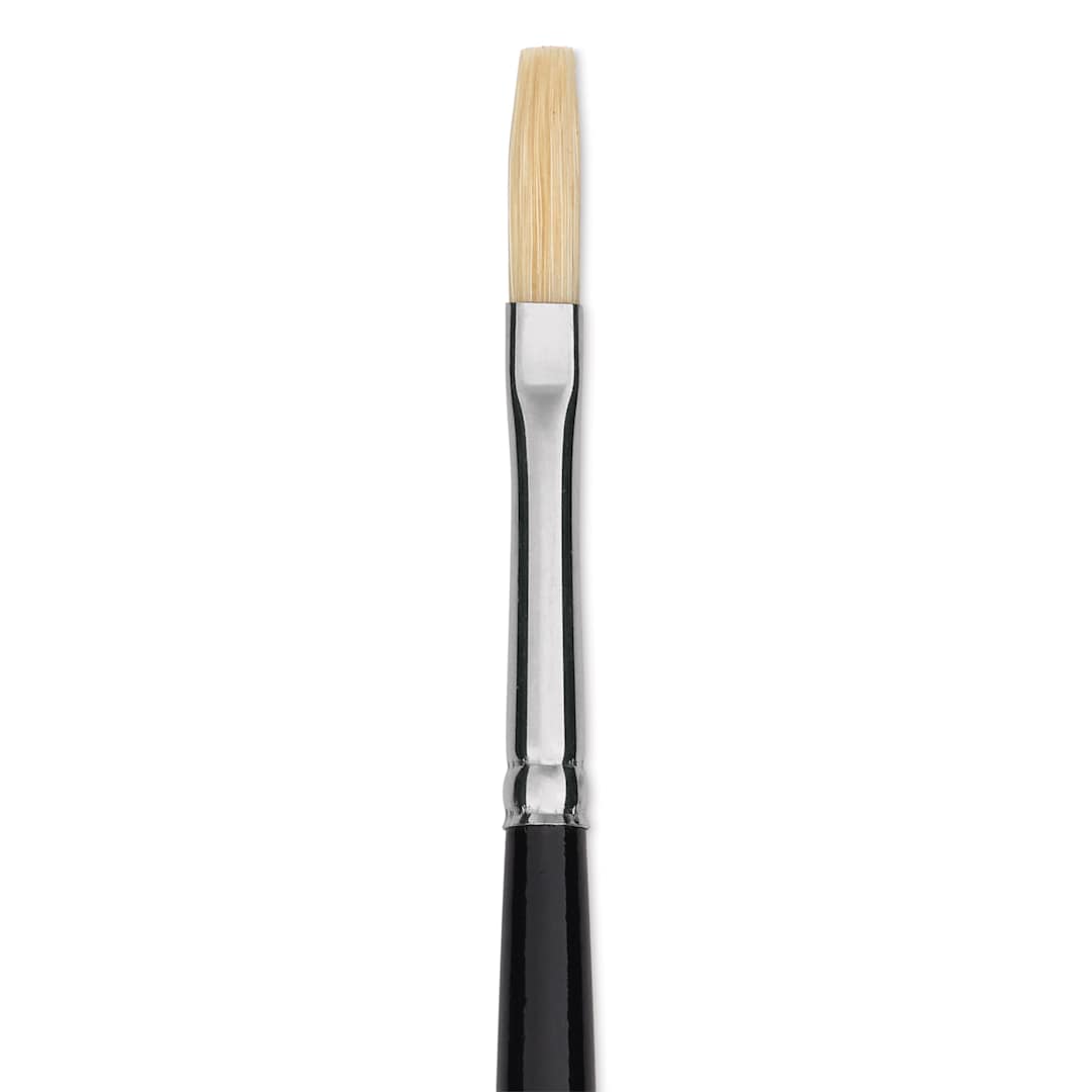 Open in modal - Trekell Hog Bristle Brush - Long Flat, Long Handle, Size 0, close up