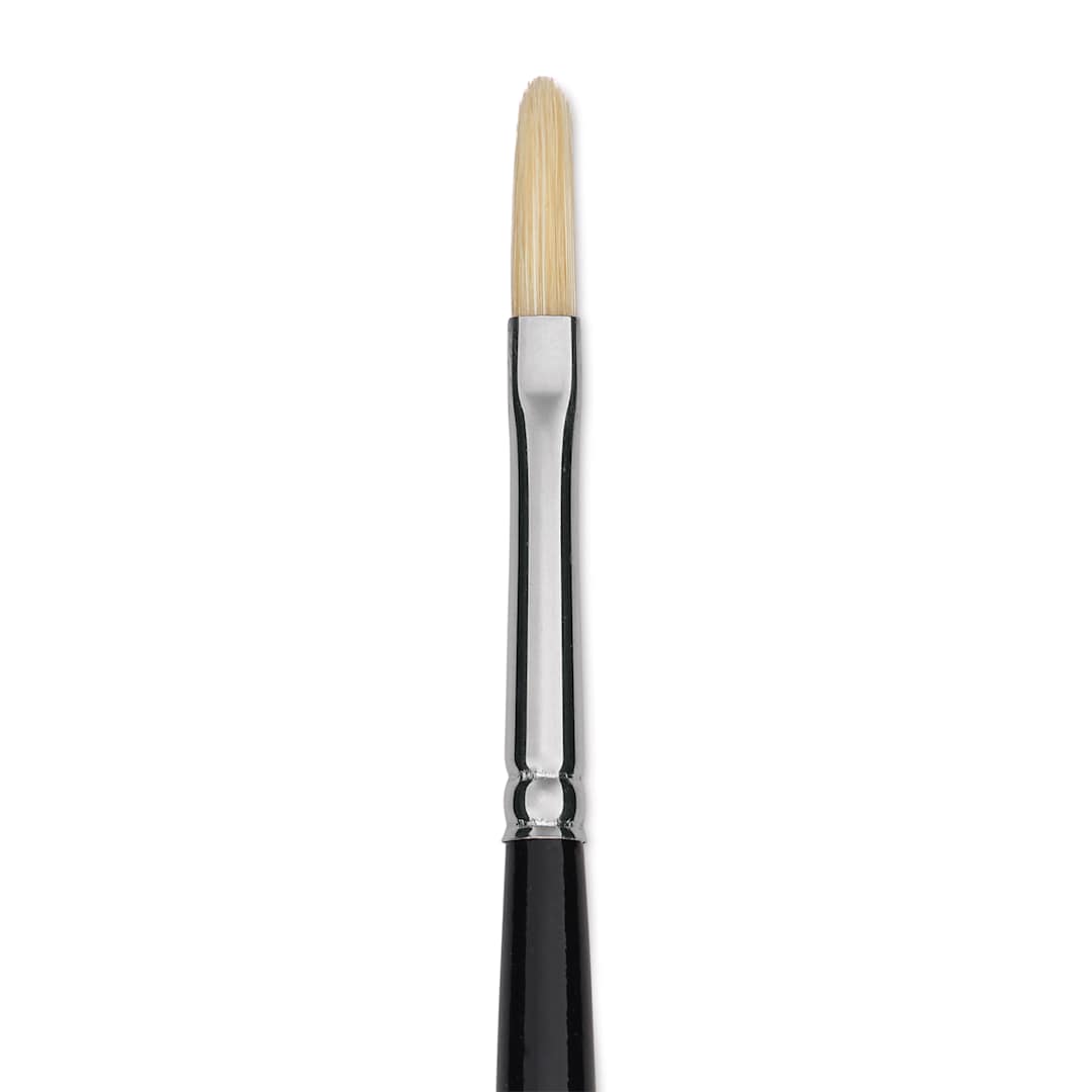 Open in modal - Trekell Hog Bristle Brush - Long Filbert, Long Handle, Size 0, close up