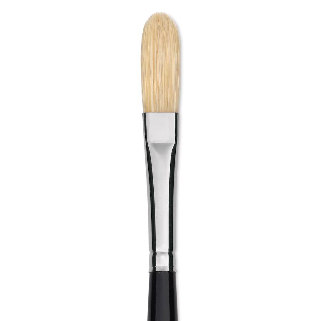 Open in modal - Trekell Hog Bristle Brush - Long Filbert, Long Handle, Size 5, close up