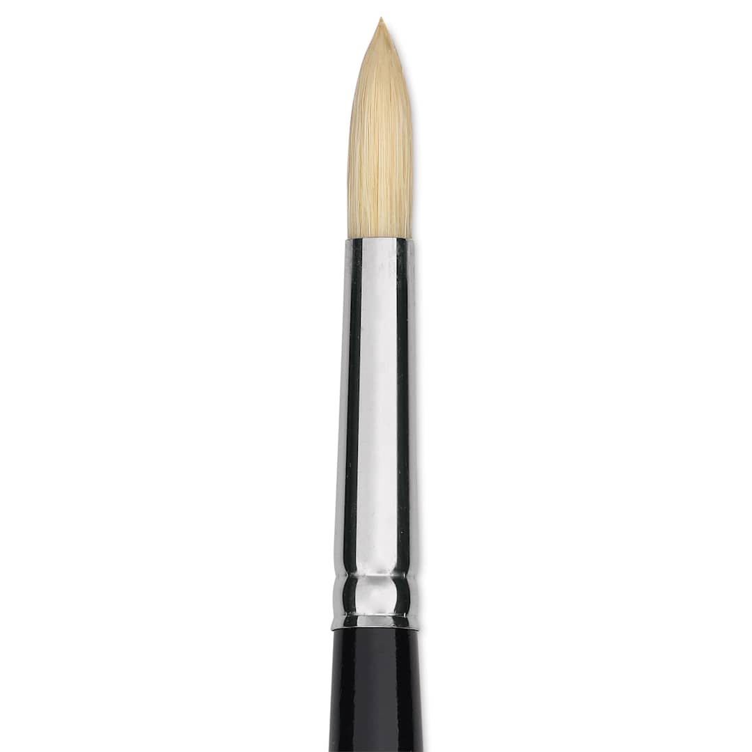 Open in modal - Trekell Hog Bristle Brush - Round, Long Handle, Size 6, close up