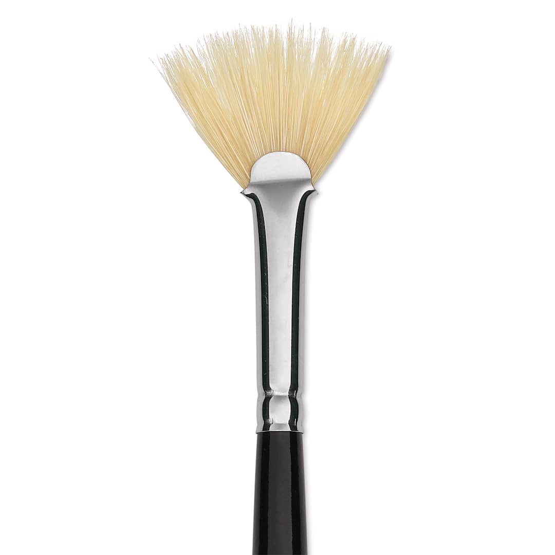 Open in modal - Trekell Hog Bristle Brush - Fan, Long Handle, Size 2, close up