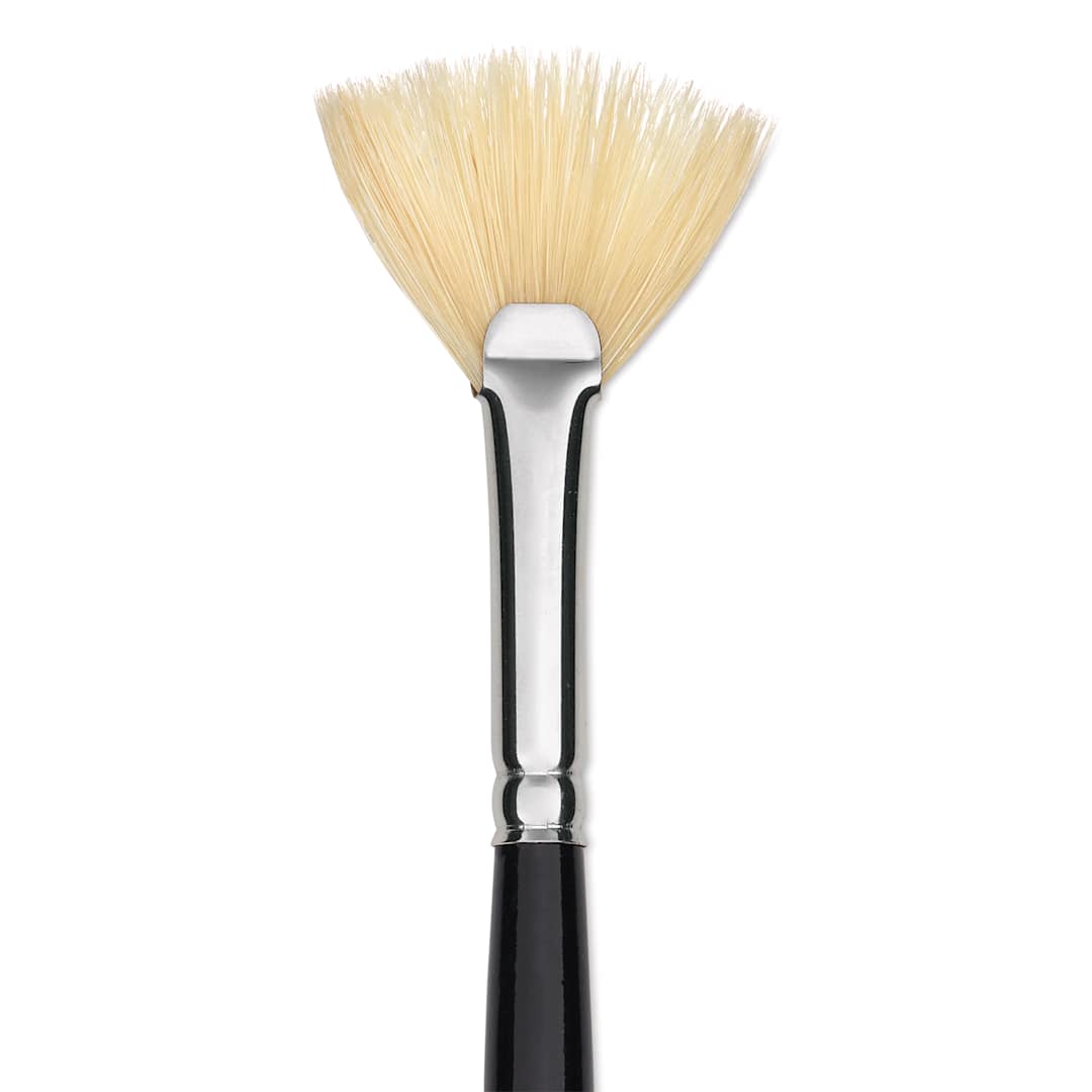 Open in modal - Trekell Hog Bristle Brush - Fan, Long Handle, Size 4, close up