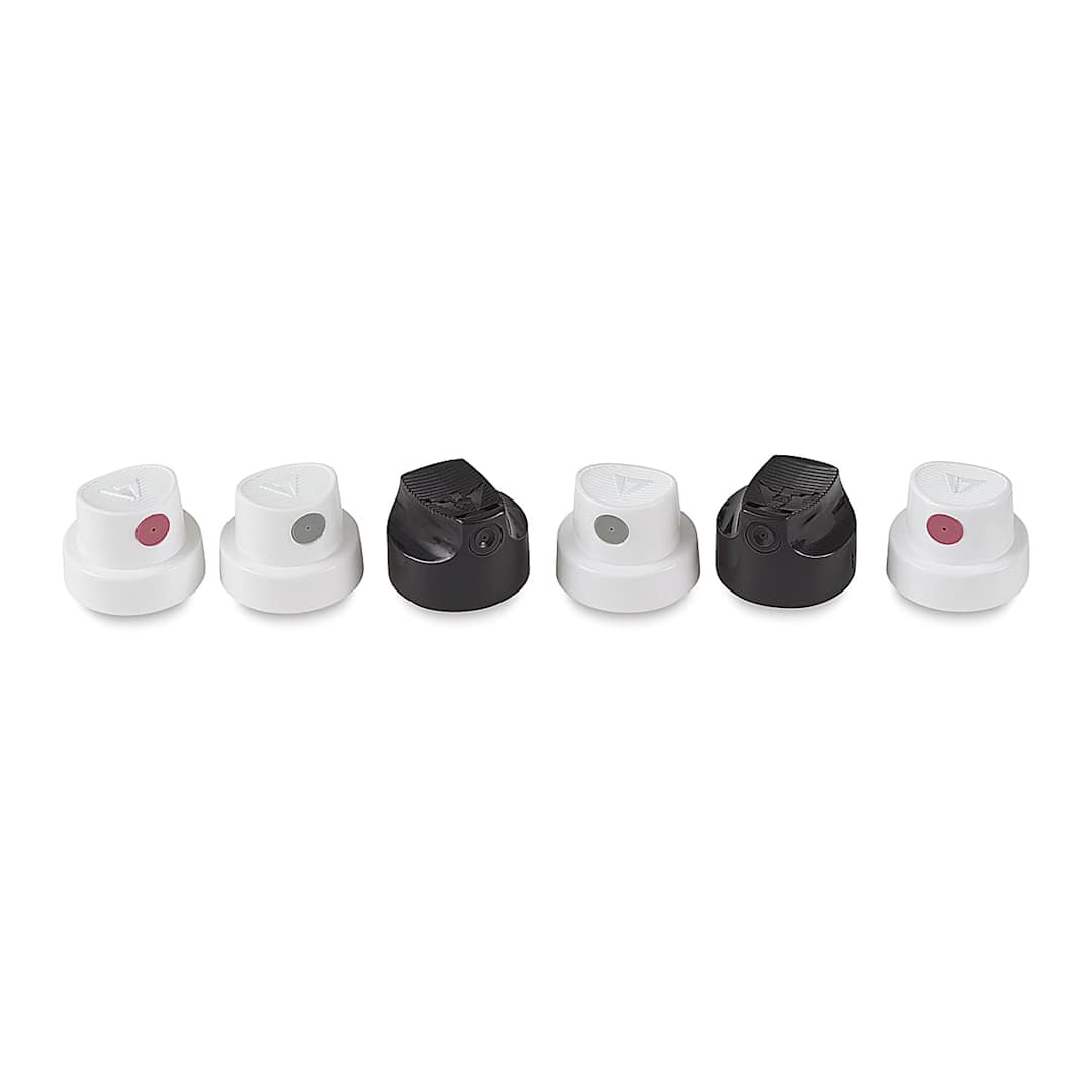 Open in modal - Liquitex Professional Spray Paint Nozzles - Set of 6 assorted nozzles in row
