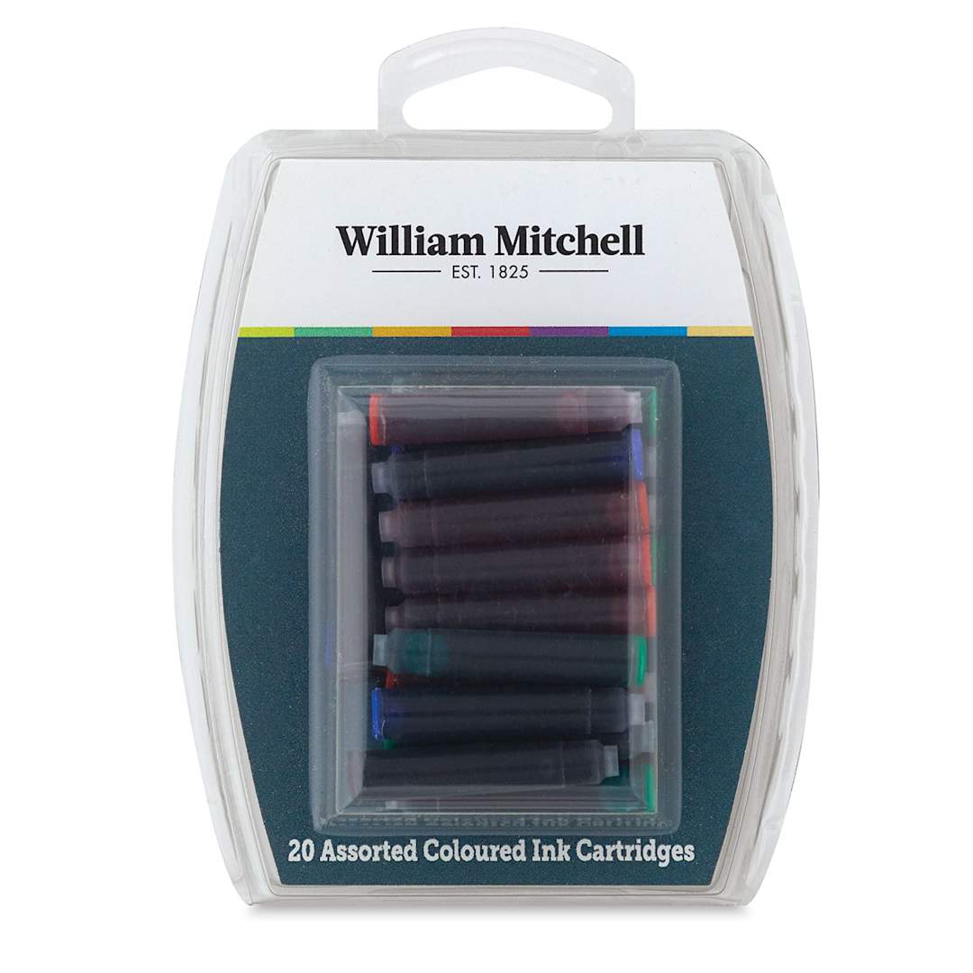 Open in modal - William Mitchell Ink Cartridges - Front of package of 20 assorted Color Cartridges
